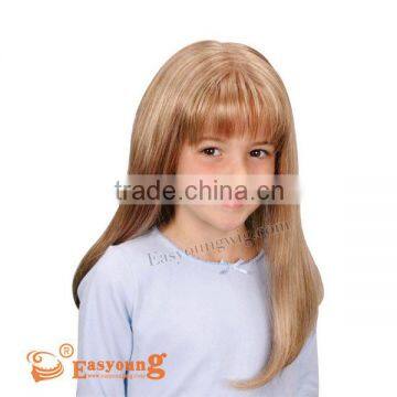 Blonde long hair wigs for kids, synthetic children hair wigs