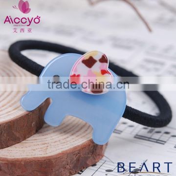 Bulk baby hair hair accessories black rubber band acrylic elastic hair band cover with crystal and cute animal