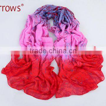180*80cm Women's Viscose Voile Crinkle Scarf Big Rose Print Wrap Sexy Coral Pattern photo-4
