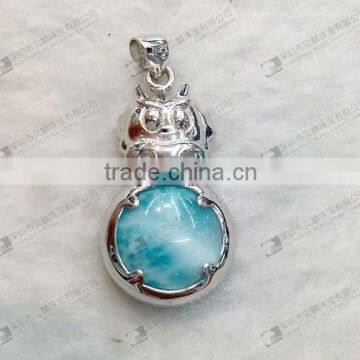 Hot sale larimar animal shaped pendant round cabochon 13mm