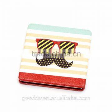 square shape cosmetic pocket mirror with PU leather for promotional gift