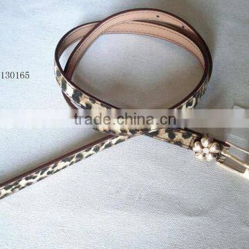 Fashion Women Lady Leopard Print Leather Belt With Silver Tone Buckle