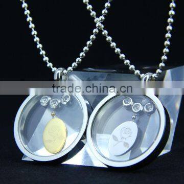 Stainless steel round glass charm pendant for wholesale
