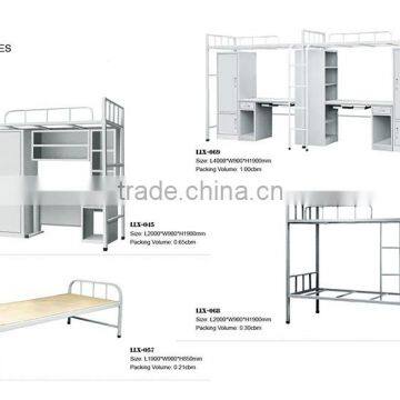 Modern Metal Students Loft Bunk Bed With Clothes Wardrobe and Desk For Dormitory