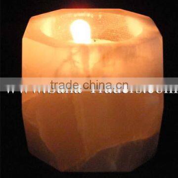 Marble Onyx Designed Diamond Block TeaLight