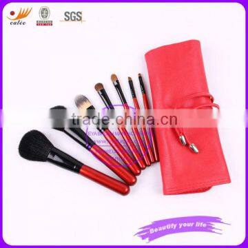 8pcs red travel makeup brush set makeup kits with pouch