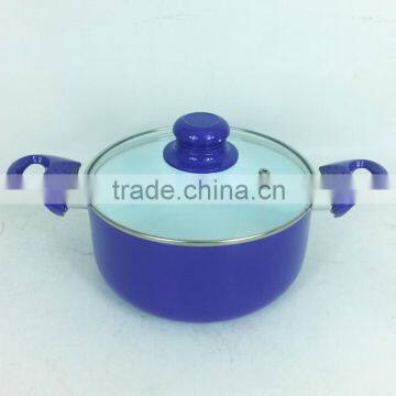 8pcs Purple Aluminum cooking pot set non-stick Cooking Pot with Glass Lid Cookware Set