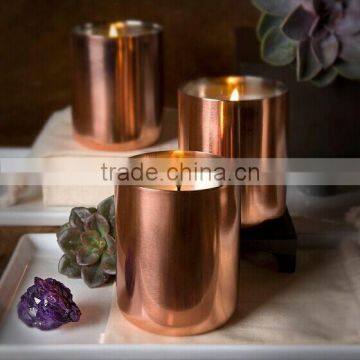 2015 new copper soy candle cup,copper plating candle holder,BRASS FINISH gold METAL CANDLE HOLDER vodka mule mug drinking cup