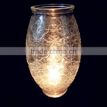 Lampshade Shaped Clear Glass Candlestic Holder