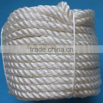 white 18mm 3 strands twisted polyester rope, 100m roll polyester fishing rope