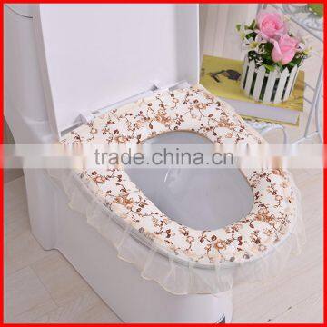 Pastoral Household Soft Polyester Lace Cloth Dust Washable Toilet Seat Cover U-shaped Toilet Mat