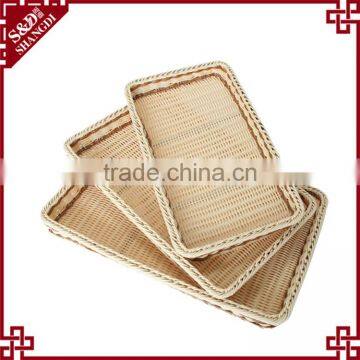 Supermarket equipment wicker plastic bread tray rattan fruit display basket