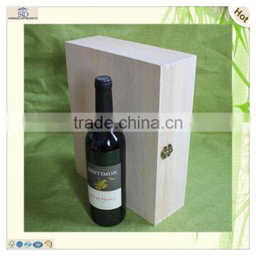 Natural Unfinished Hinged 3 Bottles Compartments Wood Wine Case photo-6