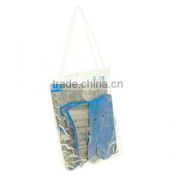 Folding Straw Beach Mat Set With Flip Flop and Straw Hat photo-2