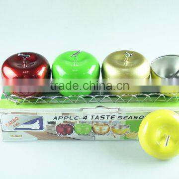 4 pcs apple style stainless steel salt and pepper shaker whit clourful