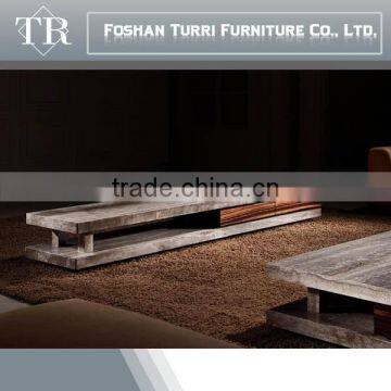 Modern Living Room Furniture Nature Marble Travertine TV Cabinet Designs