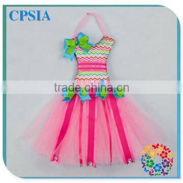 Rainbow Chevron Colorful Cheap Tutu bow holder Ribbon Boutique Bows Girls dresses Fashion Hair Accessory Decoration