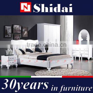 White Leather Bed / Double Bed Frame / Dubai Bed Furniture B904 photo-2