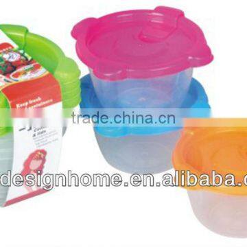 3 PCS FUCHSIA, TURQUOISE, LIME GREEN, ORANGE 0.89L ROUND PP PLASTIC FOOD CONTAINER