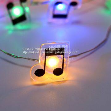 Производитель накаливания на батарейках RGB тёплого белого медного светильника на нитях в форме музыкальных нот photo-4