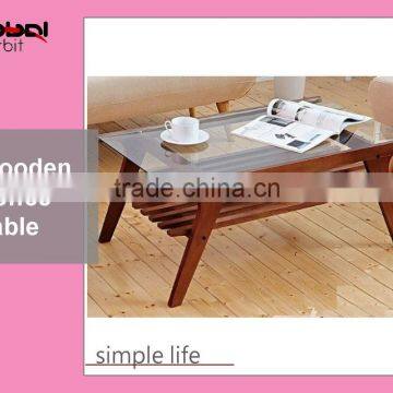 Home Furniture Tempered Glass High Quality Wooden Coffee Table