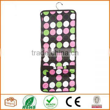 Cosmetic Makeup Hanging Travel Case Toiletries Pink Green White Large Polka Dot Rollup Hair Product Airplane Carryon Pocket photo-3