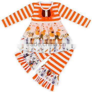 2017 Lovely Ruffled Girls' Clothing Sets Long Sleeve Cotton Dress And Pants Two Piece Outfits Boutique Children Clothing Sets photo-3