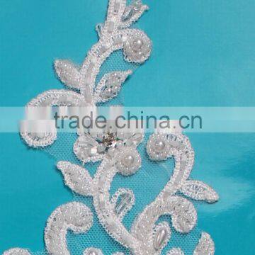 New Embroidery Wedding Applique Flowers Beaded Hand Work Design photo-2