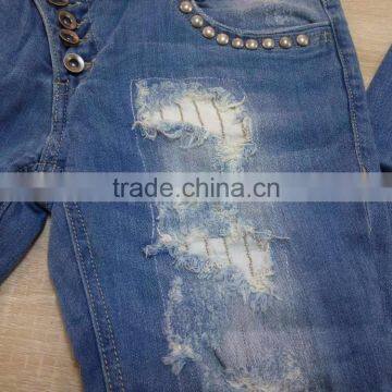 GZY Slim and Springy Women Ripped Mixed Jeans Wholesale Stock Export China 2017 Factory African Model photo-4