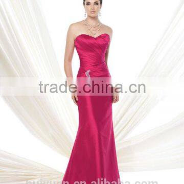 newest satin beaded sleeveless mother bridal party dress