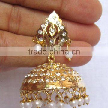 JADAU GOLD PLATED Dangler JHUMKA TEMPLE EARRINGS photo-3