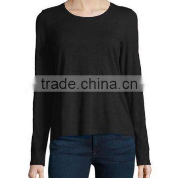 Jersey Fabric Pullover Style t Shirt/long-sleeve Organic Cotton Tee With Straight Hem photo-3