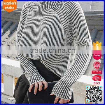 2017 Korean new fashion printed 100% cashmere stripe knitwear