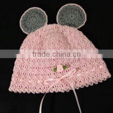 Flower Ribbon Hat With Ear Handmade Crochet Baby Pattern Clothes photo-6