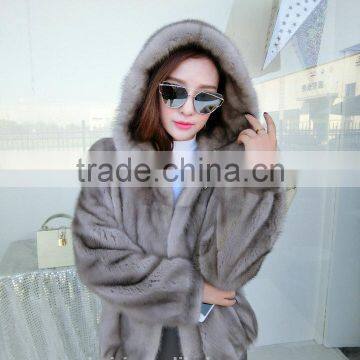 2016 New Genuine Mink Fur Coat With Hood Real Whole Skin Mink Fur Long Jacket Warm Winter Mink Fur Garments Plus Size photo-4