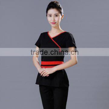 Custom Juqian Brand Chantilly Cotton and Polyester Mix Beauty SPA Uniform Suit photo-3