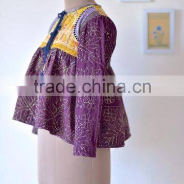 Vintage Kantha Kediyu Style Jacket in Beautiful Vintage Colors ~ Small photo-3