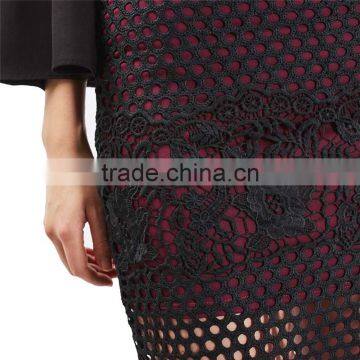2017 OEM Spring Elegant Lace Panelled Pencil Mid Length Skirts photo-3