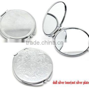 Wholesale Silver Tone Carved Make Up Compact Mirror