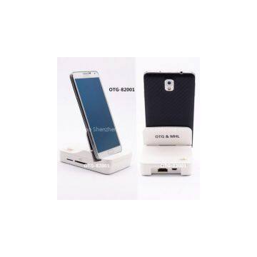 OTG Adapter OTG & Mhl to HDMI HDTV Card Reader Multifunctional Charging Base White OTG-82001