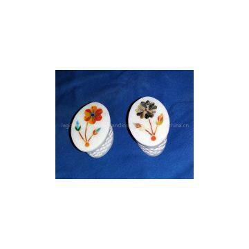 Collectible Marble Inlay Vase From India Jali Marble Jewellery Box photo-3