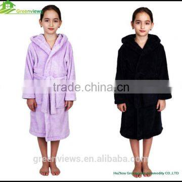 100% polyester coral fleece Children's bathrobe,kids cloth robes with hooded long sleeve children bathrobe with hooded GVKBR1011