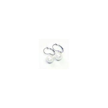 Pearl White Bead Silver Earring Set