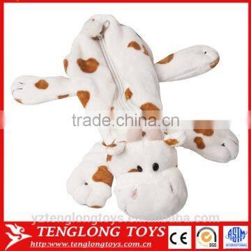 Lovely cheap 25cm length plush cow animal pnecil holder case