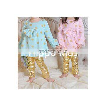 Wholesale long sleeve tunic dress top polkadots baby girl clothes big bow new model shirts