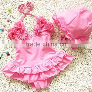 Cute Korea style high quality baby girls one piece swimwear