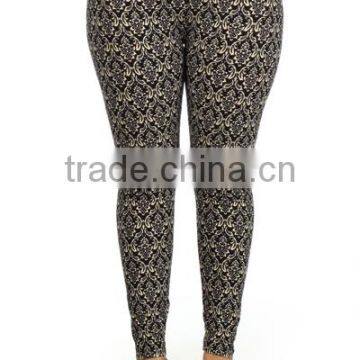 Women Plus Size Leggings Damask Print