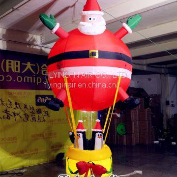 3m Height Hanging Christmas Inflatable Santa with Penguins for Ceiling Decoration