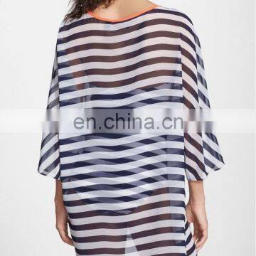C60 Stripe Cover Up Beach Tunic Women Beachwear