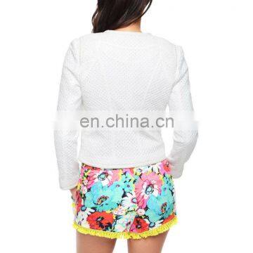 CHEFON White Zip Closure and Pockets Long Sleeve Jacket,fit Jacket,ladies Jacket Manufacturer